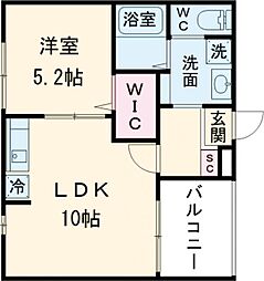 （仮称）太秦西蜂岡町B 302 3階1LDKの間取り