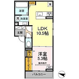 D-ROOM竜王新町 3階1LDKの間取り