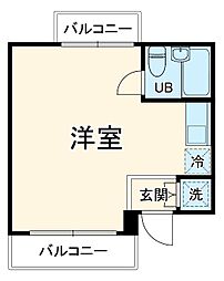 トーシンハイツ東林間 3階ワンルームの間取り