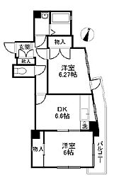 ハイリッジタワーズI 401 4階2DKの間取り