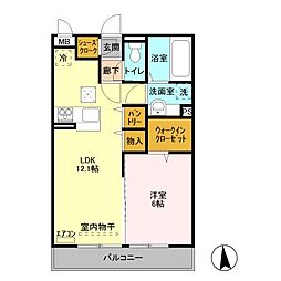 ゼピュロス学園の森　Ｋ 1階1LDKの間取り