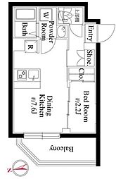 ルネサンスコート目黒南 2階1DKの間取り