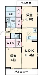 メゾンアーク西新井II 3階2LDKの間取り