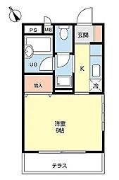 ヒルトップスタジオス 1階1Kの間取り