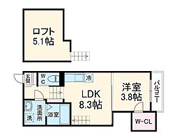 ハーモニーテラス原 1階1LDKの間取り