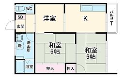 レジデンス佐野 2LDKの間取図画像