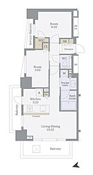 セントラルレジデンス西早稲田 601 6階2LDKの間取り