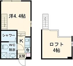 La Ciel II 1階ワンルームの間取り