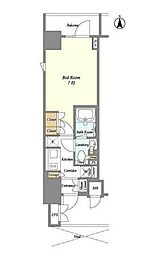 LIBR GRANT 神楽坂 8階1Kの間取り