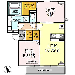 JR武豊線 亀崎駅 徒歩22分の賃貸アパート 3階2LDKの間取り