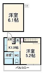 ダルーチャ北初富II 1階1Kの間取り