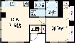 ハレアイナ武蔵小山 1階1DKの間取り
