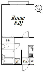 フィオーレハウス南棟 1階1Kの間取り