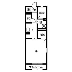 リバーアイランド 201 2階1Kの間取り