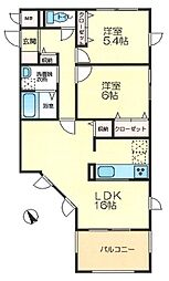 セレーノ 1階2LDKの間取り