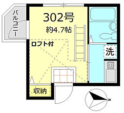 シャンテ・グランデ日暮里II 3階1Kの間取り