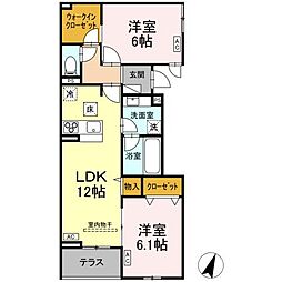 ESPELIA・K 3階2LDKの間取り