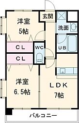 グランドパレスＮＳ−77 7階2LDKの間取り