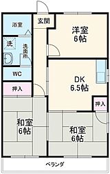 池下ハイツ 2階3DKの間取り