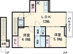 (仮称)練馬区北町1丁目新築 202 1階2LDKの間取り