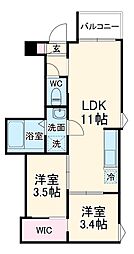 名古屋市営鶴舞線 上小田井駅 徒歩13分の賃貸アパート 1階2LDKの間取り