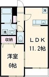 パピヨン100 2階1LDKの間取り