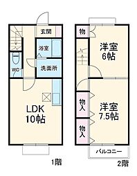 エクセルIII 1階2LDKの間取り