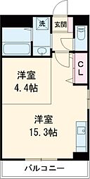 Ｇｒａｎｄｅｕｒ・Ｗｉｎ 3階ワンルームの間取り
