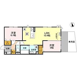 （仮称）D-ROOM京都市右京区西院小米町 1階2LDKの間取り
