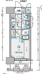 エスリード大阪デュアルゲート 7階1Kの間取り