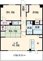 プレイズ二条 6階3LDKの間取り