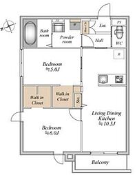 ザ・フォレスト立川 201 2階2LDKの間取り