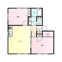 ＶＥＲＤＥ　A 1階2LDKの間取り