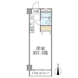 ハウスチェリー上馬 5階ワンルームの間取り