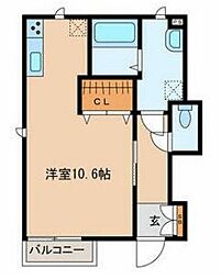 ピナクル 1階ワンルームの間取り