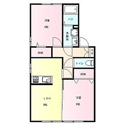 クレアージュ 1階2LDKの間取り