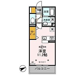 ブラスガーデン 3階ワンルームの間取り