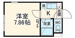 メゾンカメリア 2階1Kの間取り