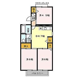 グレースハイム 1階3DKの間取り