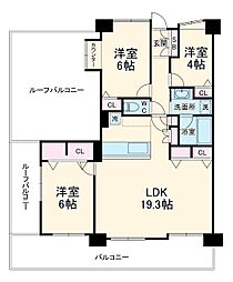 コスモ武蔵新城グレイスコート 6F 6階3LDKの間取り