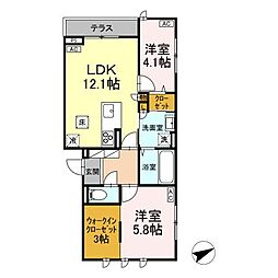 D-comodo関前 2階2LDKの間取り