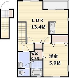 ハイツシェーンＶ 2階1LDKの間取り