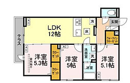 セレスティア西新井II 3階3LDKの間取り