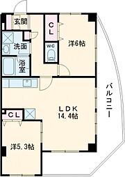 パッセ 3階2LDKの間取り