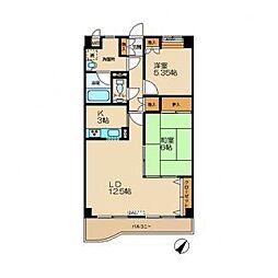 ヌーベルヴィラII 3階2LDKの間取り