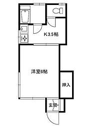 オールハウスNo.A 1階1Kの間取り