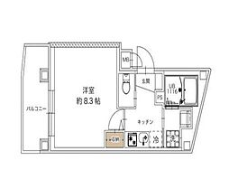 レピュア西尾久レジデンス 3階1Kの間取り