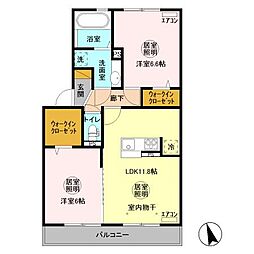 メゾン・ド・コンフォート 2階2LDKの間取り