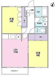 武蔵関マンション5号棟 1階2DKの間取り
