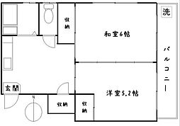 マンショントライポート 2階2Kの間取り